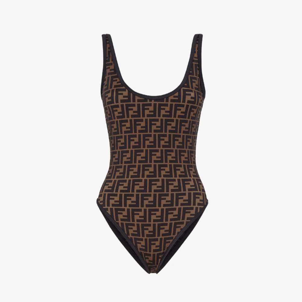 Fendi brown lycra reversible one piece swimsuit